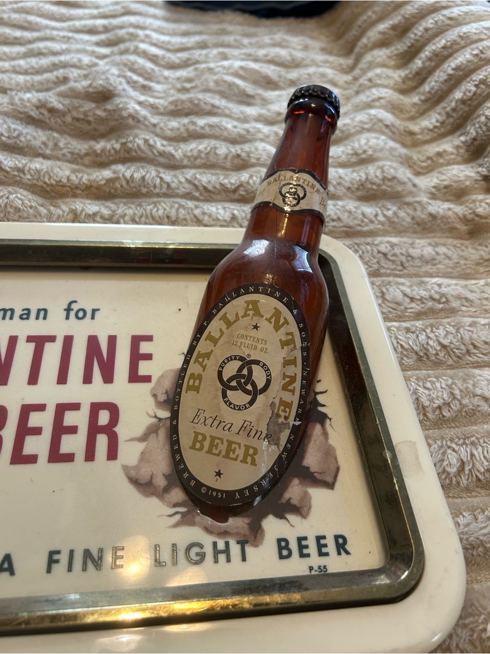 Ballantine Beer Vintage-Style Wall Sign in Cream and Red - Picture 2 of 5